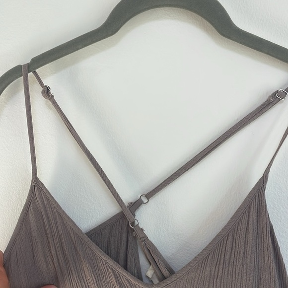Lovestitch Gauze Linen Maxi Dress Size Small Gray/Brown With Adjustable Straps - Picture 5 of 5